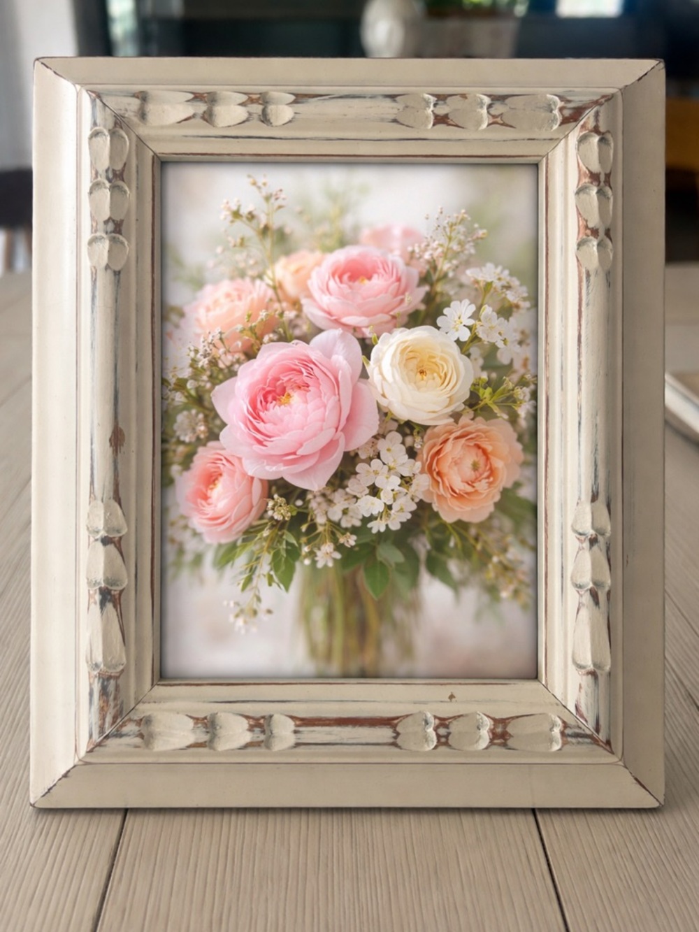 Shabby Chic Distressed White Picture Frame